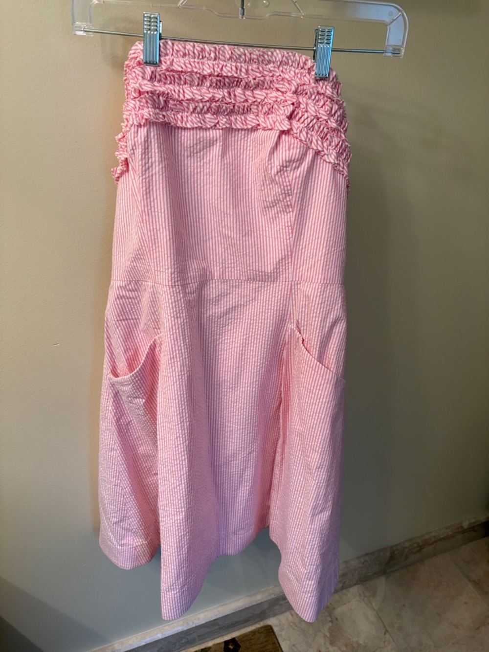 Lilly Pulitzer Pink Strapless Smocked-Waist Midi with Pockets